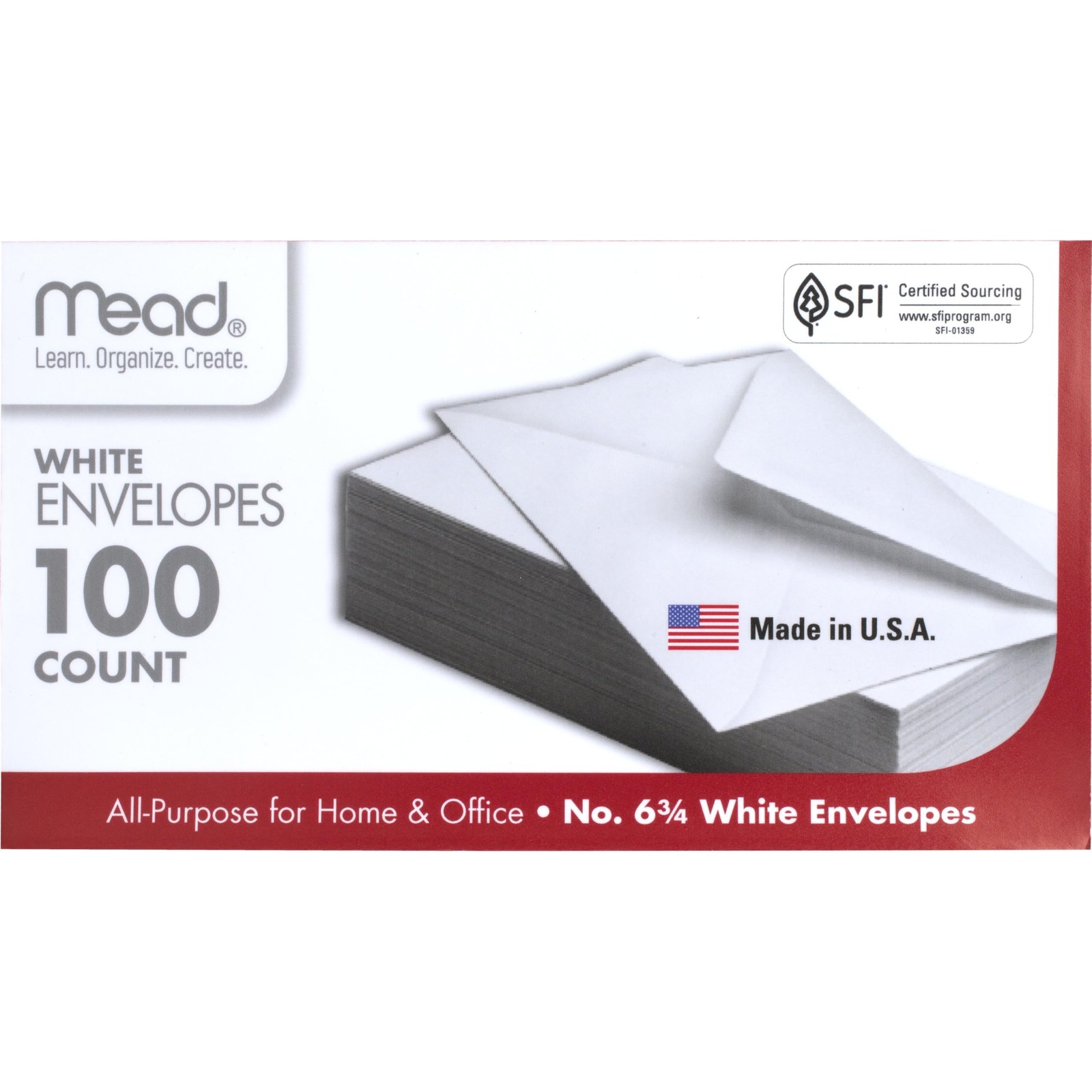 Mead 100PK #6 White Envelope (75100), 6 3/4 inch One Size,