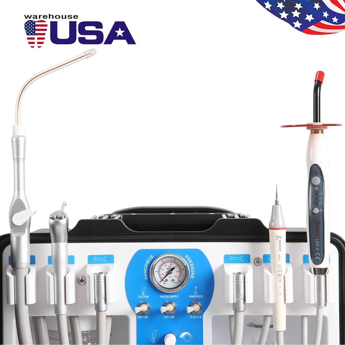 Dental Portable Delivery Unit Mobile System with Air Compressor Scaler/Tubing
