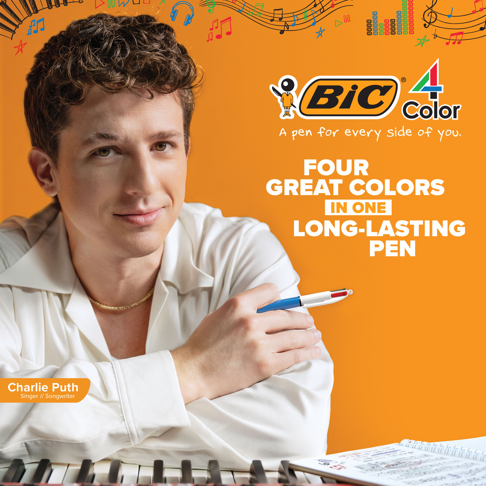 BIC 4-Color Grip Retractable Ball Pens, Medium Point, 12-Count Pack