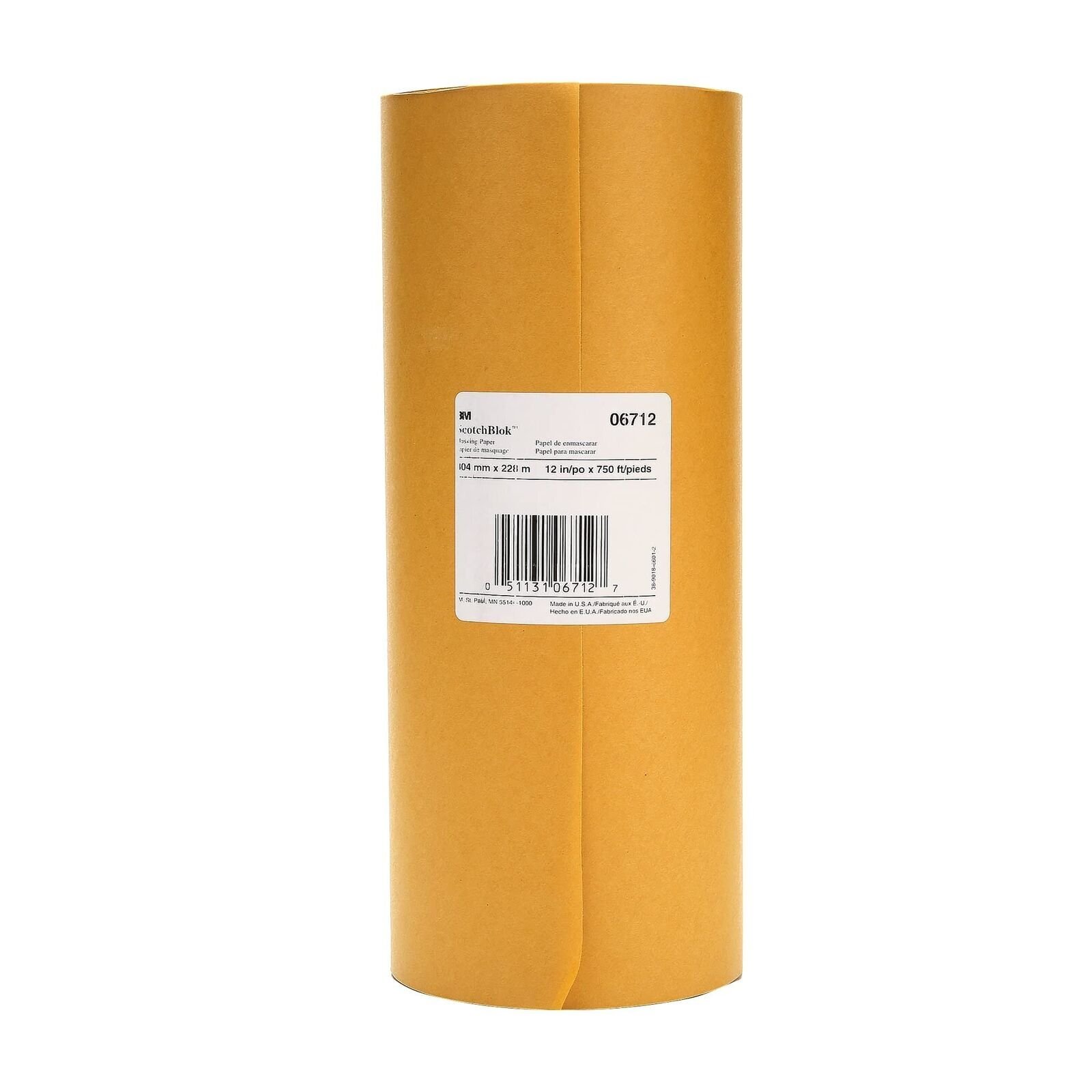 3M Scotchblok Masking Paper, 06712, 12 in x 750 ft (304.8 mm x 228.6 m), 1 Pack