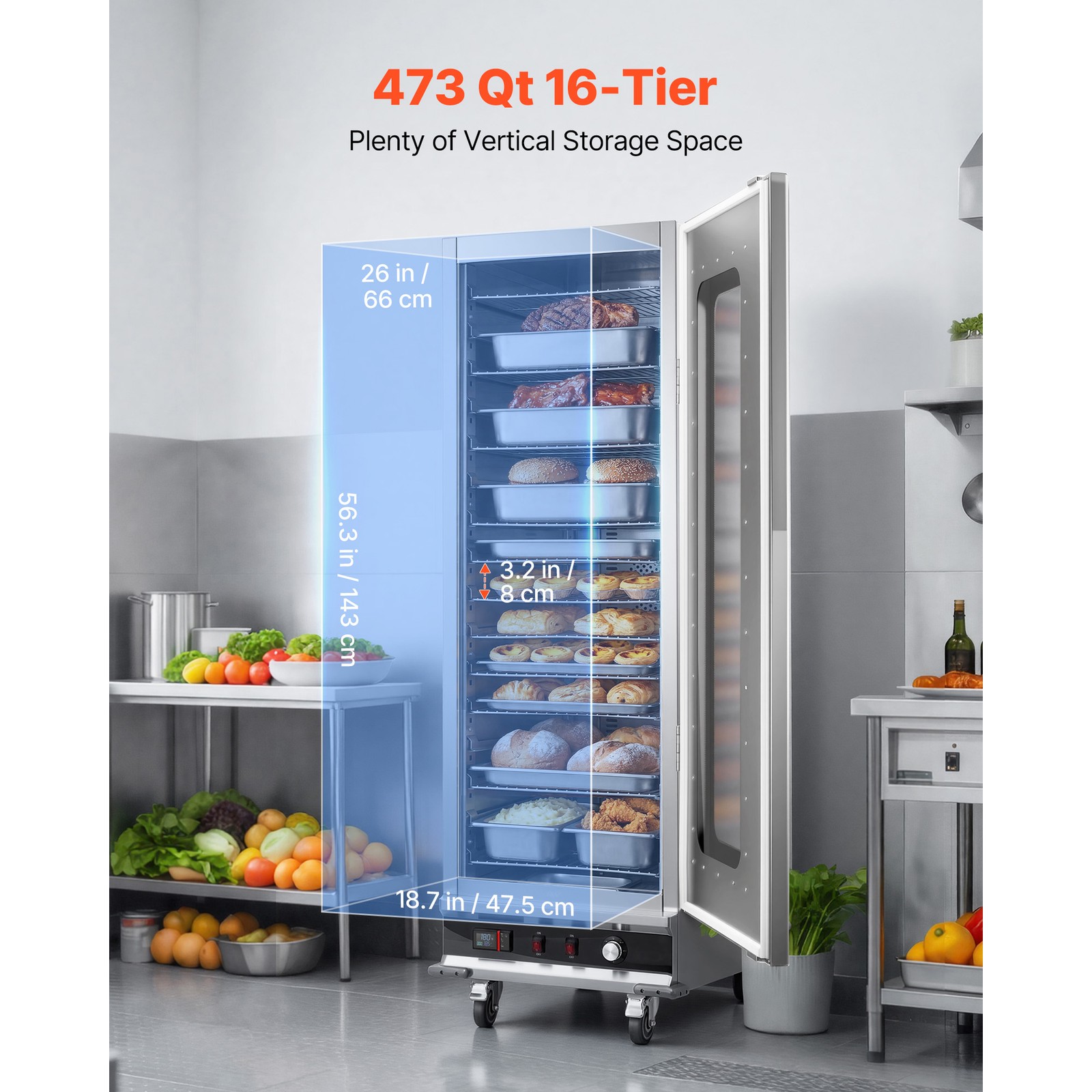 Uimoso Electric Food Warming Cabinet with 16 Tiers and Glass Door