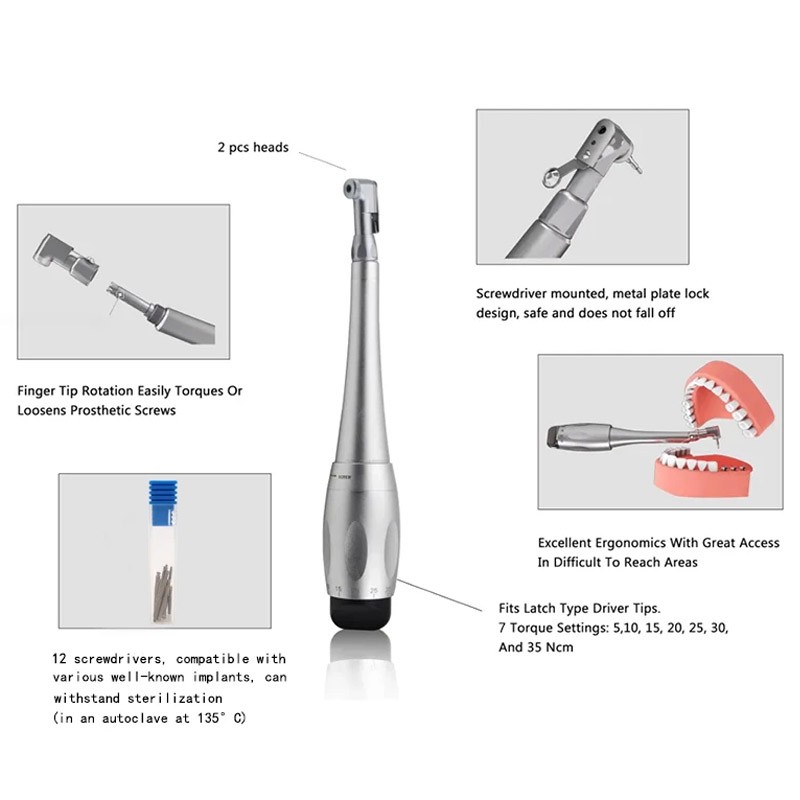 1BOX Dental Torque Driver Torque Wrench Handpiece Universal Dental 16 Drivers