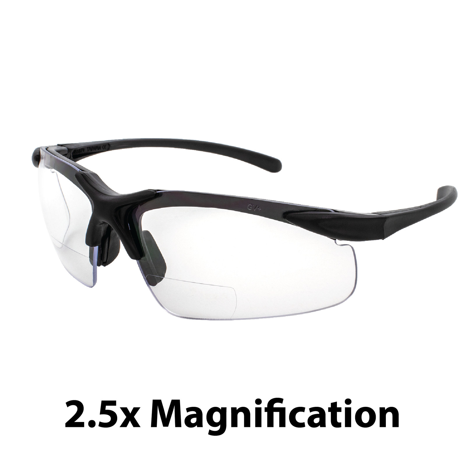 Apex Bifocal Safety Glasses 2.5 CLEAR Shatterproof Lenses Black Frame Z87.1