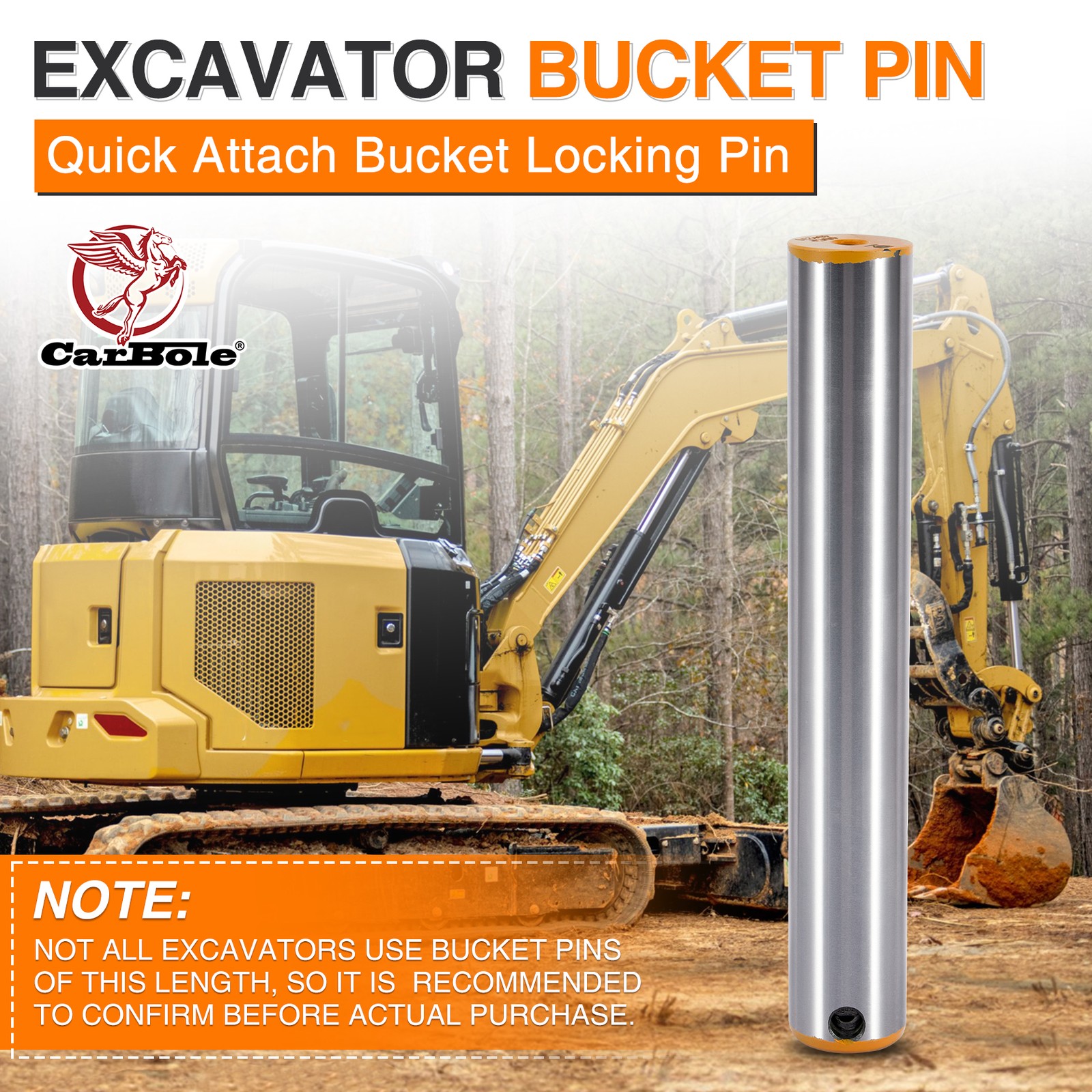 40CR Steel Excavator Bucket Pin 40mm x 270mm (15.7inch) Universal Attachment Pin