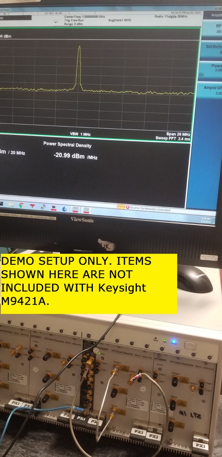 Keysight PXIe 6GHz Analyzer M9421A opt 506/B1X/HDX/MMO/MTS/PS1 VXA WLAN VSA