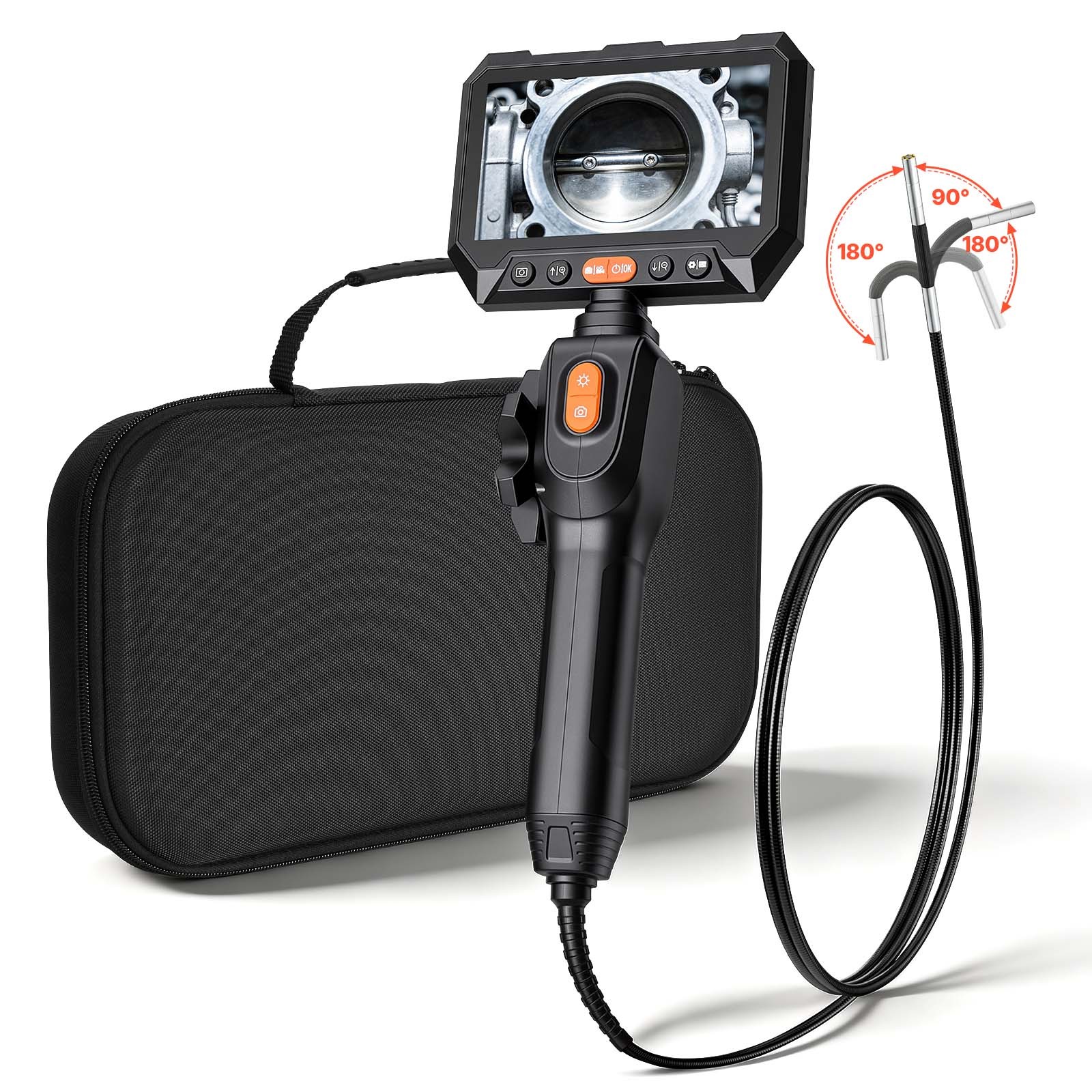 VEVOR 2-Way Articulating Borescope with 0.15″ Ultra Slim Lens 5″ Screen 8X Zoom