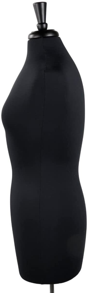 Women’s Dressmaker Form Seamstress Black Jersey Mannequin Size 8 Wood Base