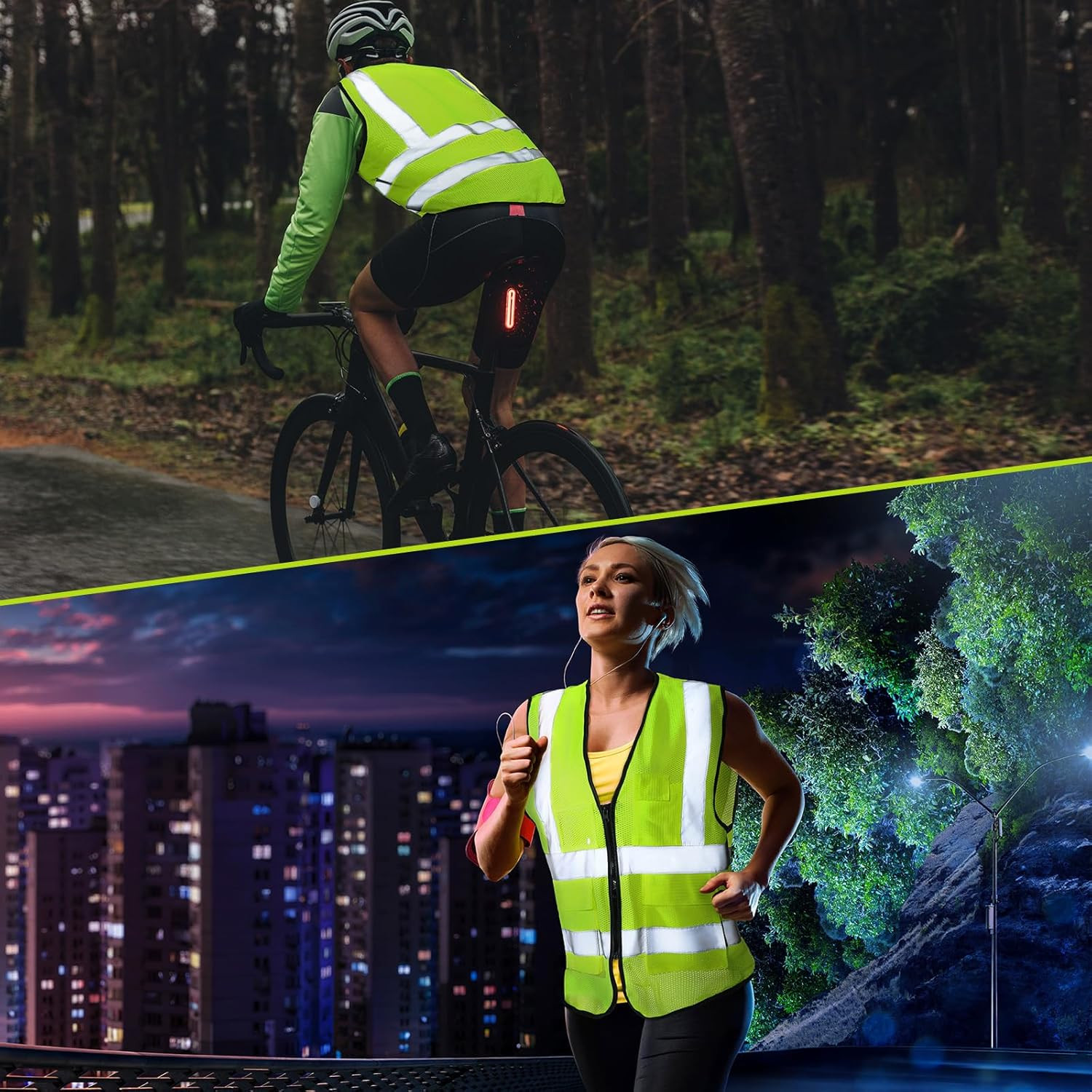 Jenpen 10 Pieces Reflective Safety Vests with Pockets and Zipper, High Visibilit