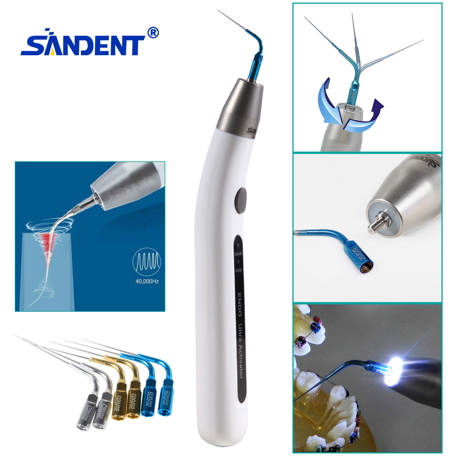 Endo Ultra Activator Dental Ultrasonic Root Canal Irrigator Handpiece 6 Tips DL