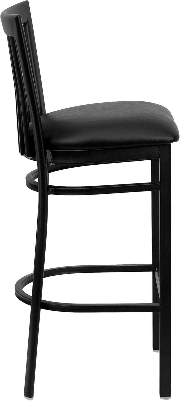 Hercules Black Metal Barstool with Vinyl Upholstery for Commercial Use