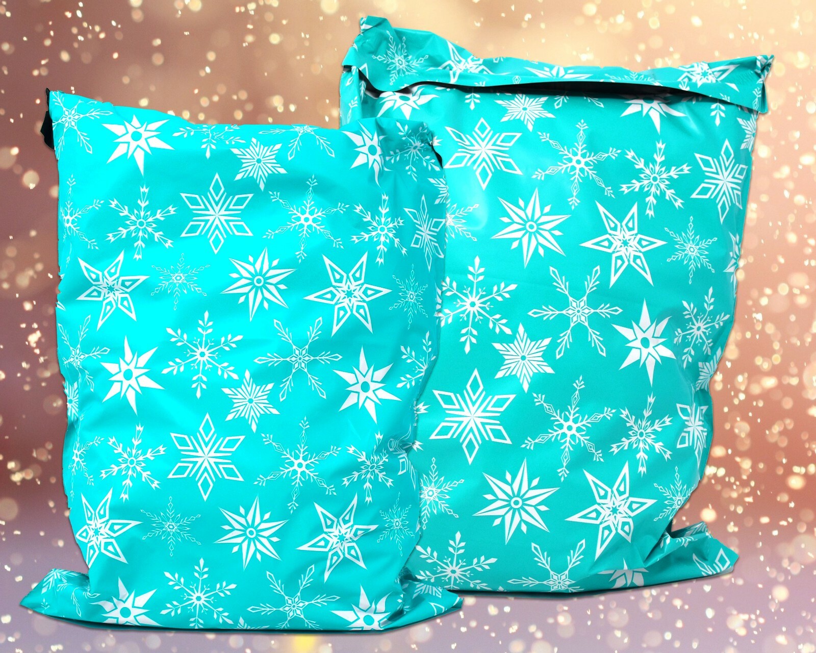 NEW 10×13 Fall, Christmas, Snowmen, Teal Snowflakes, Trees Poly Shipping Mailers