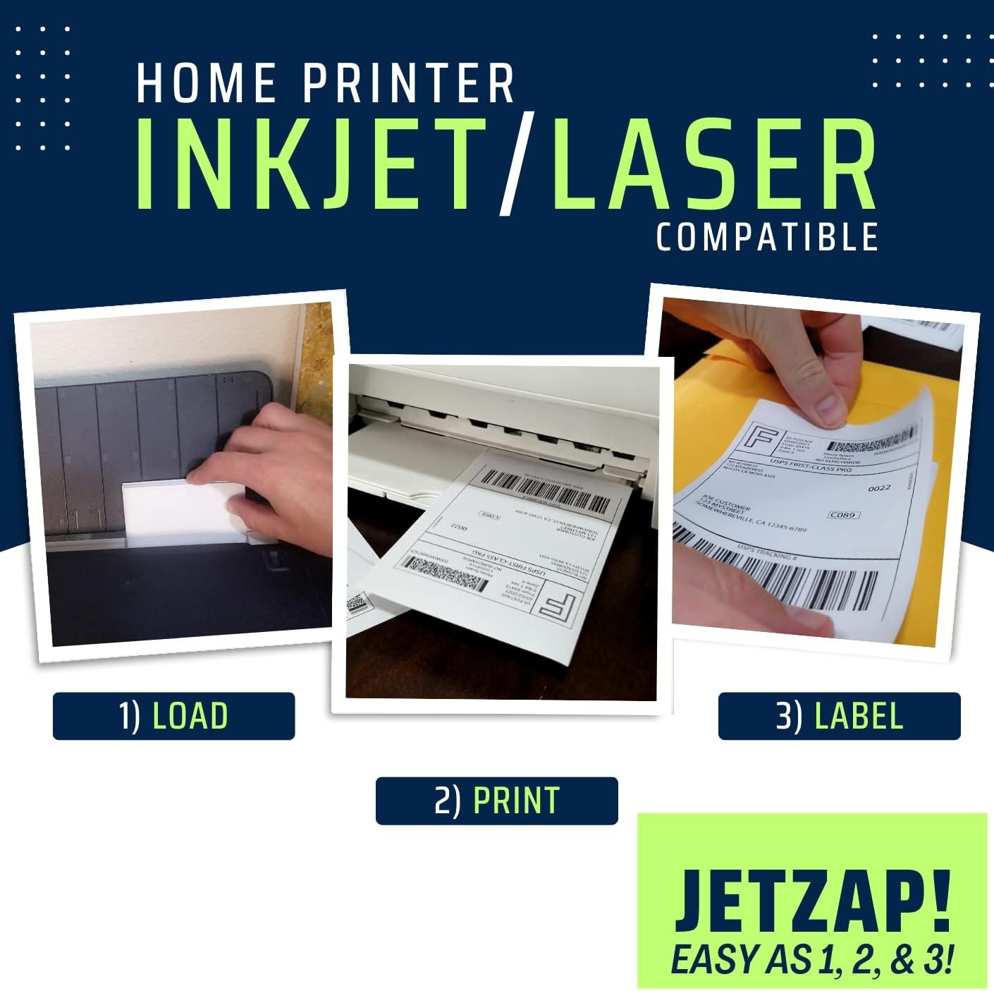 JETZAP Pre-Cut 4×6 Shipping Labels | Work on 4” x 6” [15x10cm] pre-cut, White