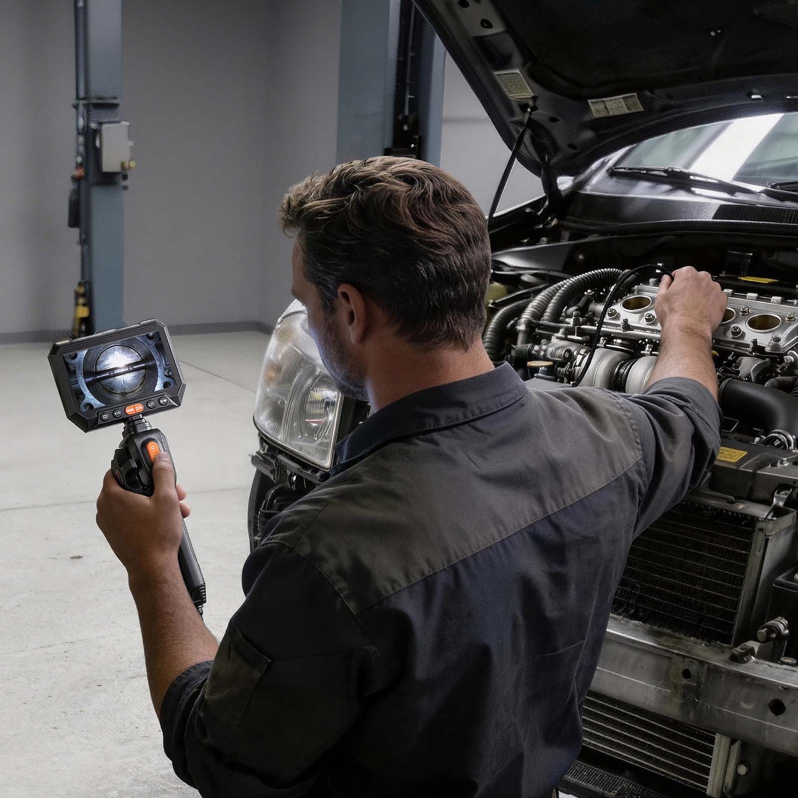 VEVOR 2-Way Articulating Borescope with 0.15″ Ultra Slim Lens 5″ Screen 8X Zoom