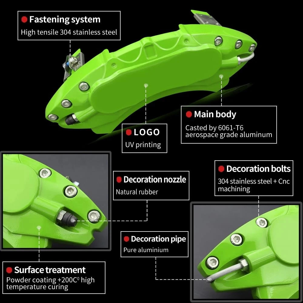 Green Aluminum Brake Caliper Covers for Toyota Tundra 2022-2026 Front and Rear