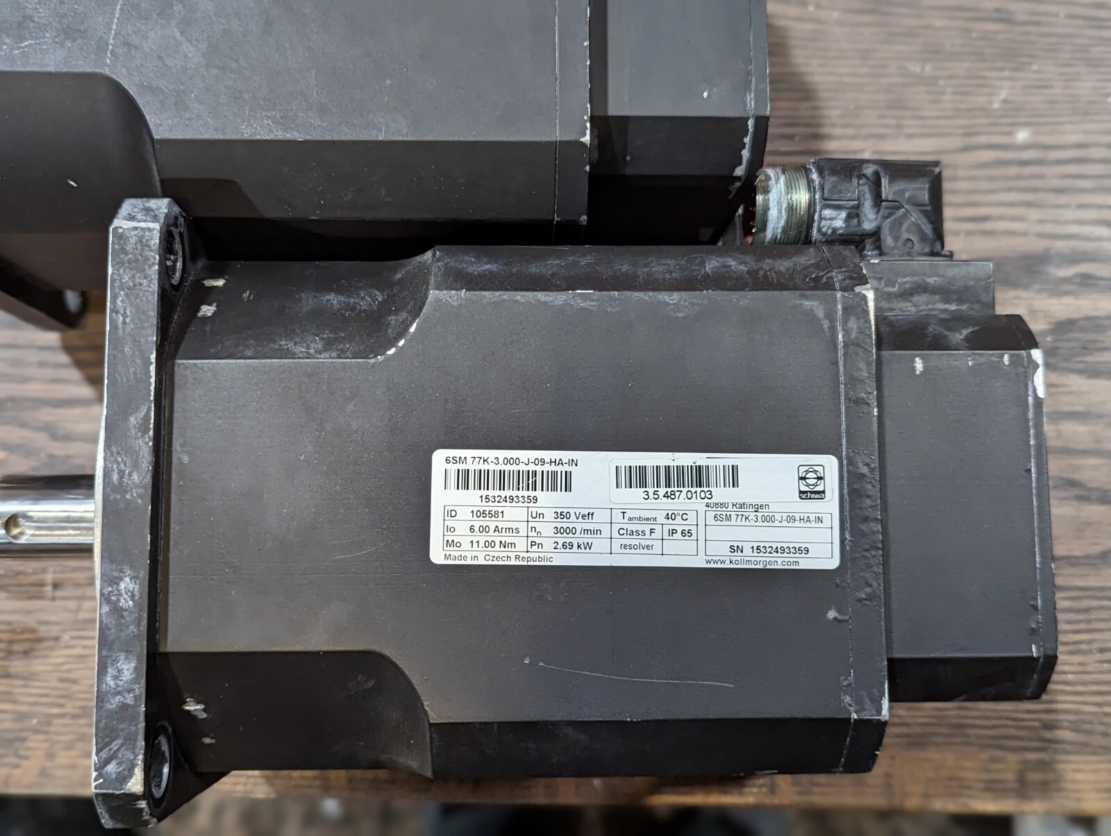 Kollmorgen Servo Motor 6SM 77K-3.000-J-09-HA-IN 2.69 kW 3000 /min