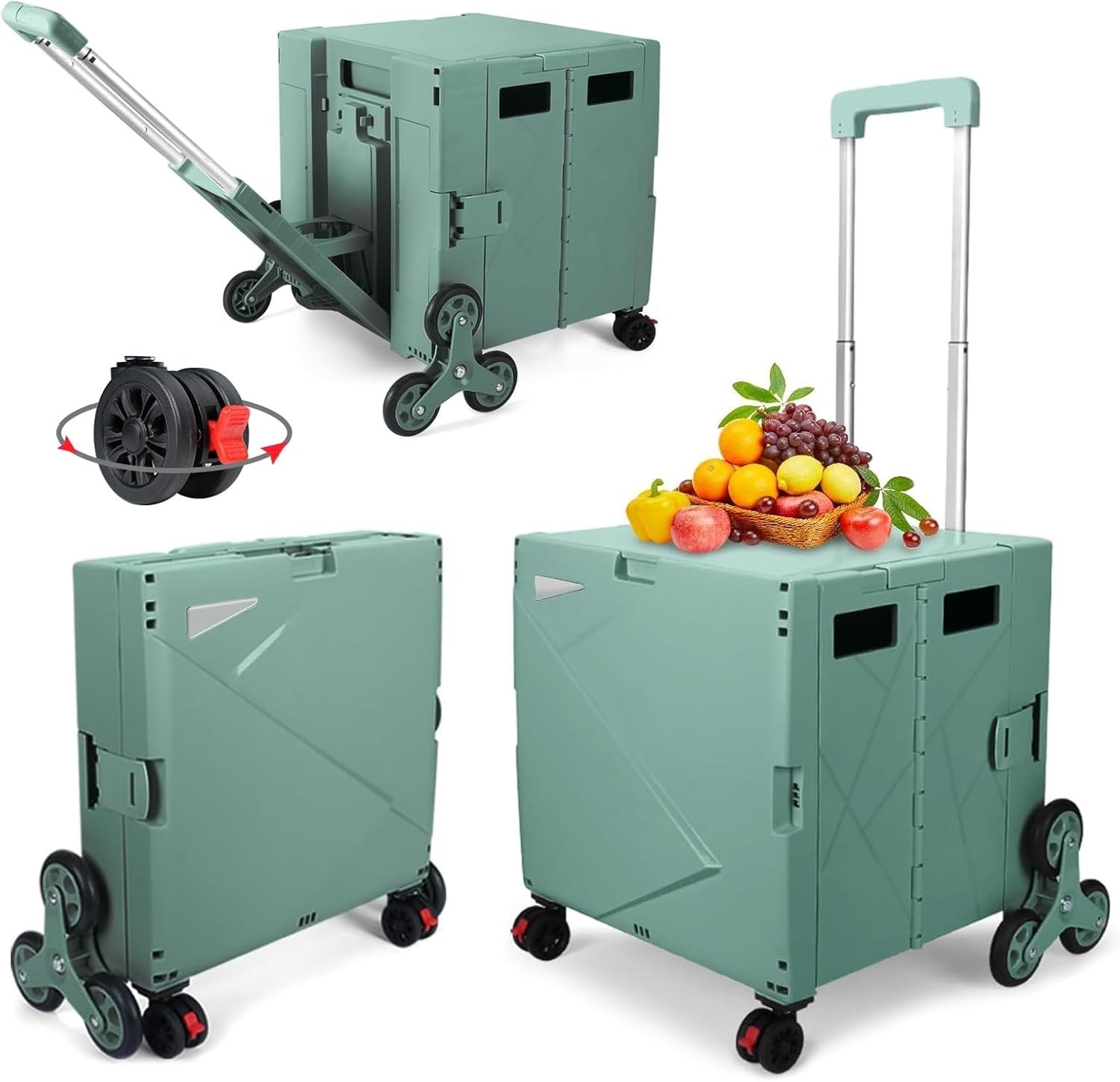 Heavy-Duty Multi-Functional Rolling Cart with Adjustable Handle for Everyday Use