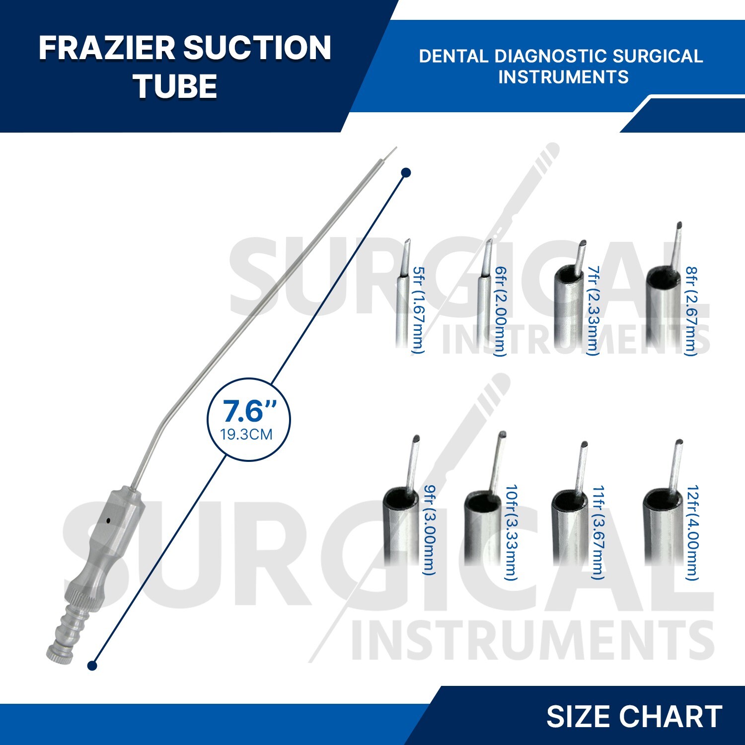 12 Pcs Frazier Suction Tubes Neuro Surgical Ear Dental Veterinary German Grade
