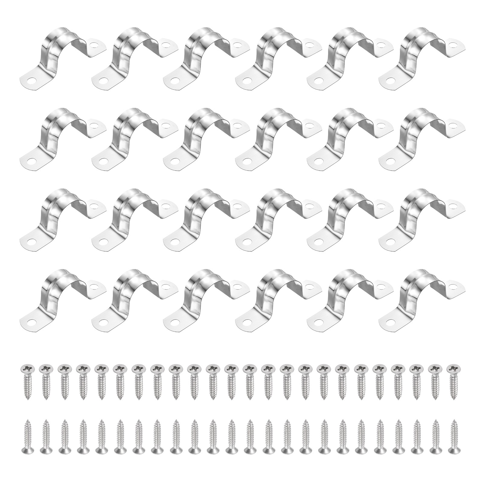 24Pcs 25mm(1″)304 Stainless Steel Rigid Pipe Strap with Screws, Silver