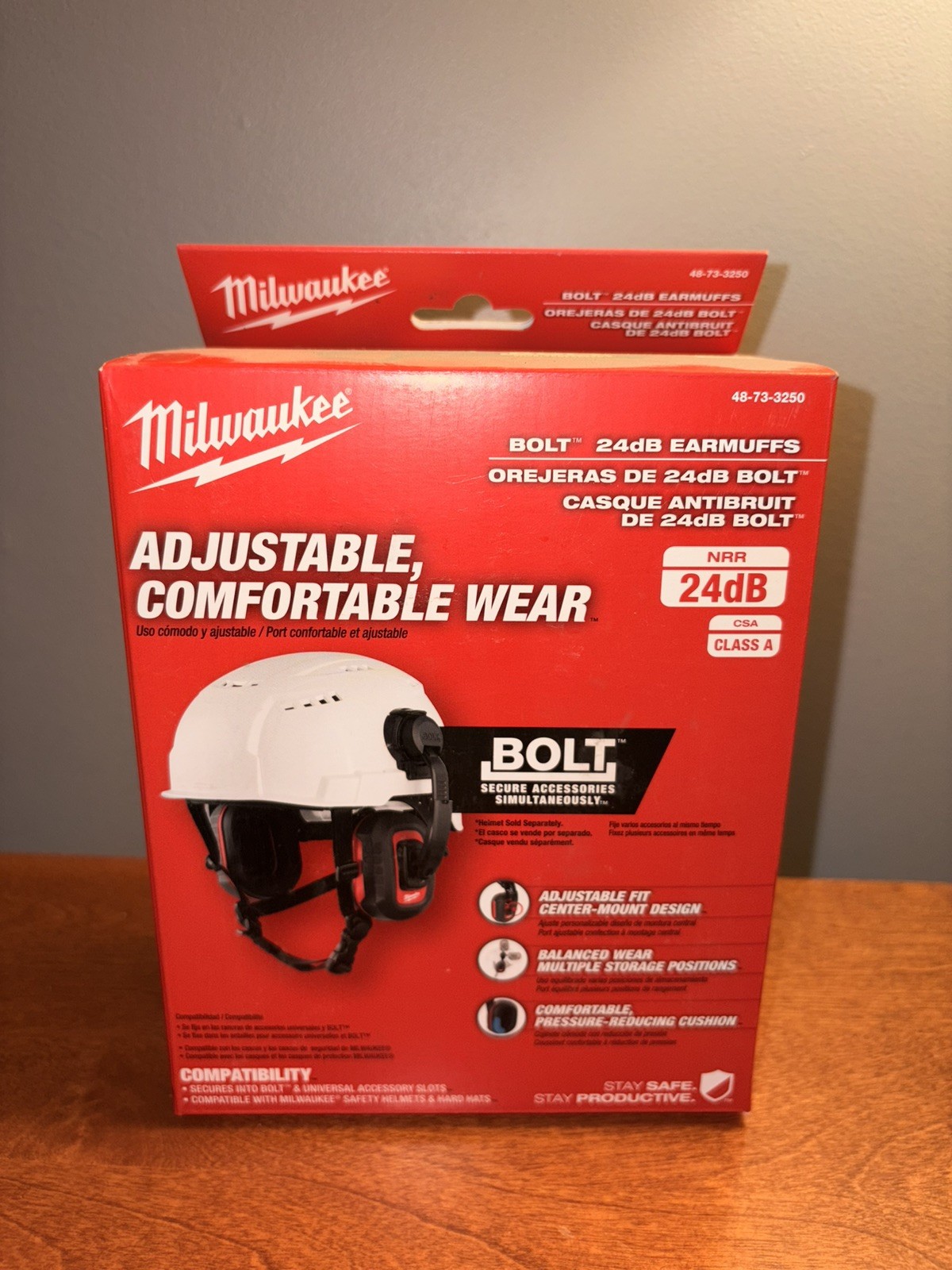 Milwaukee 48-73-3250 BOLT 24dB Earmuffs, Use with Safety Helmets and Hard Hats.