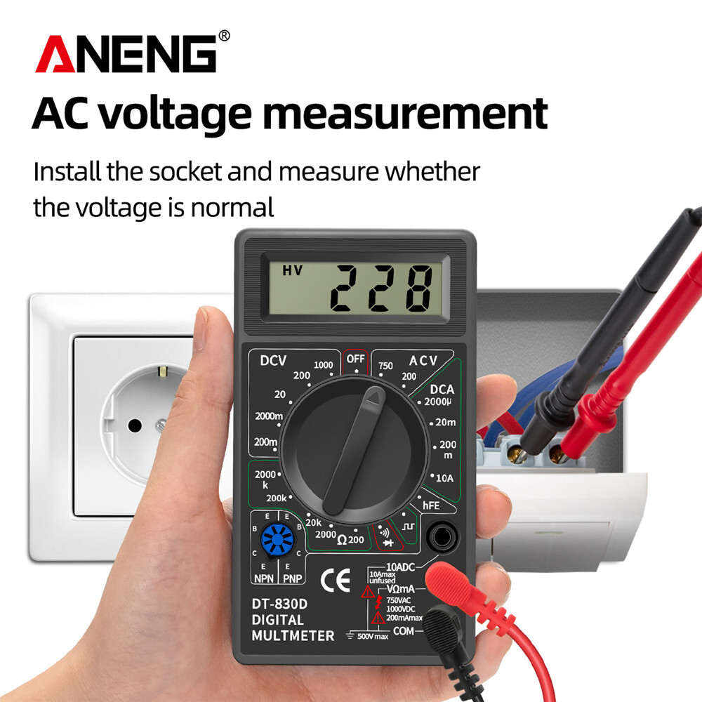 DT830D Mini Digital Multimeter Voltmeter Voltage Ampere Ohm Tester DC AC Ammeter