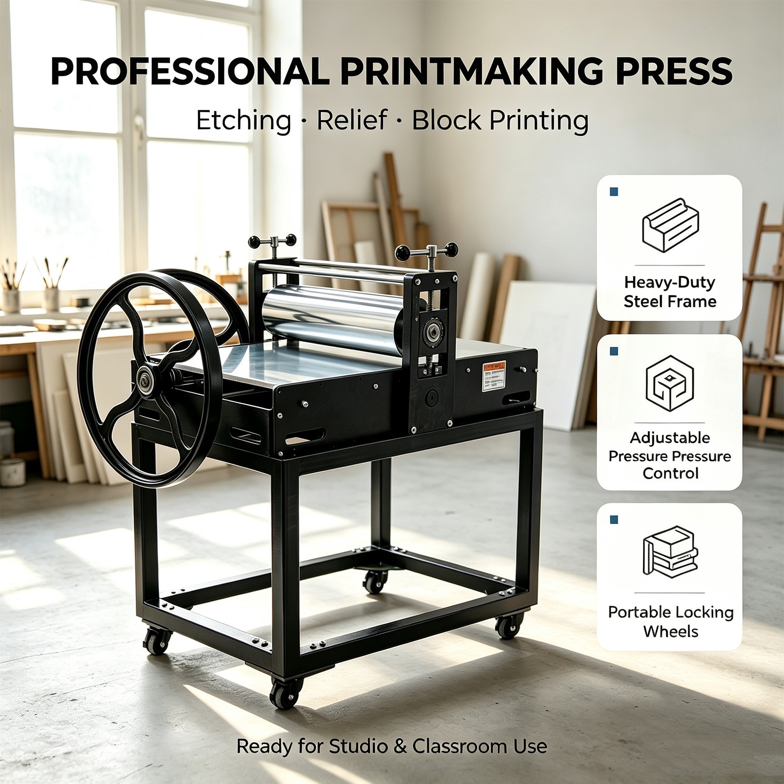 Printmaking Press Etching Machine 53x80cm Heavy-duty Print Make Plate Art