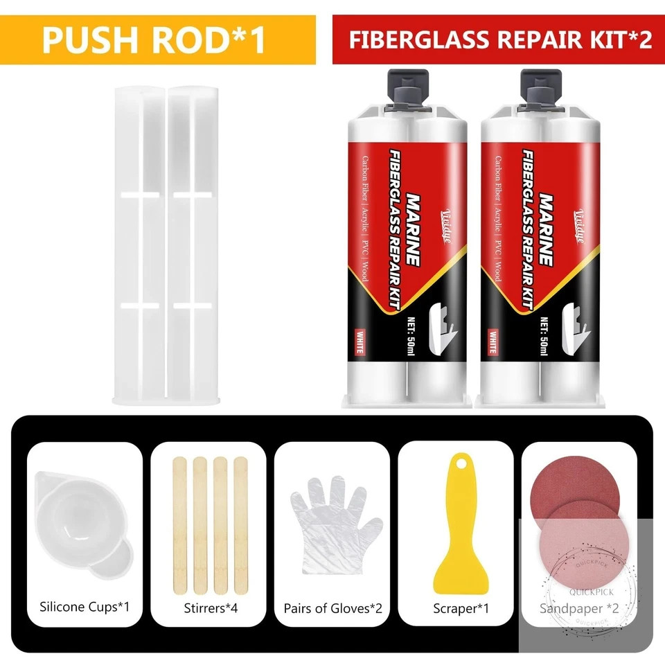 Marine Fiberglass Repair Kit 100ml White Gel Coat Repair Kit for Repairing Crack