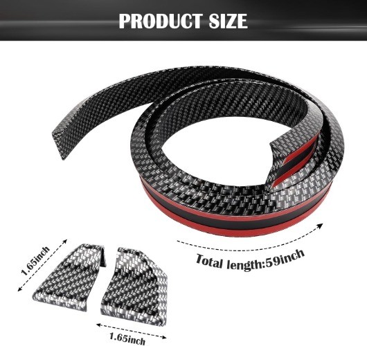 4.9Ft Rear Spoiler – 3D Glossy Roof Spoiler Trunk Material Type: Carbon Fiber