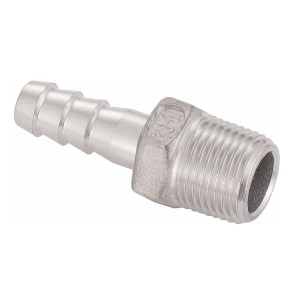 2x Stainless Steel 3/8″ Hose Barb to 3/8″ Male NPT Home Fitting Water Fuel N924