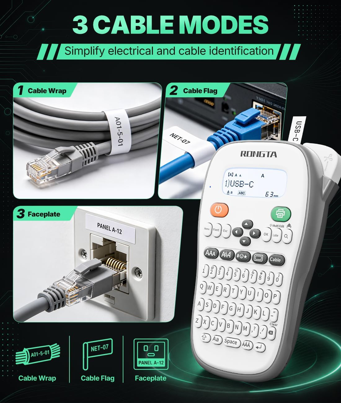 TH110 Bluetooth Handheld Label Maker Machine with 1 Tape, QWERTY Keyboard Portab