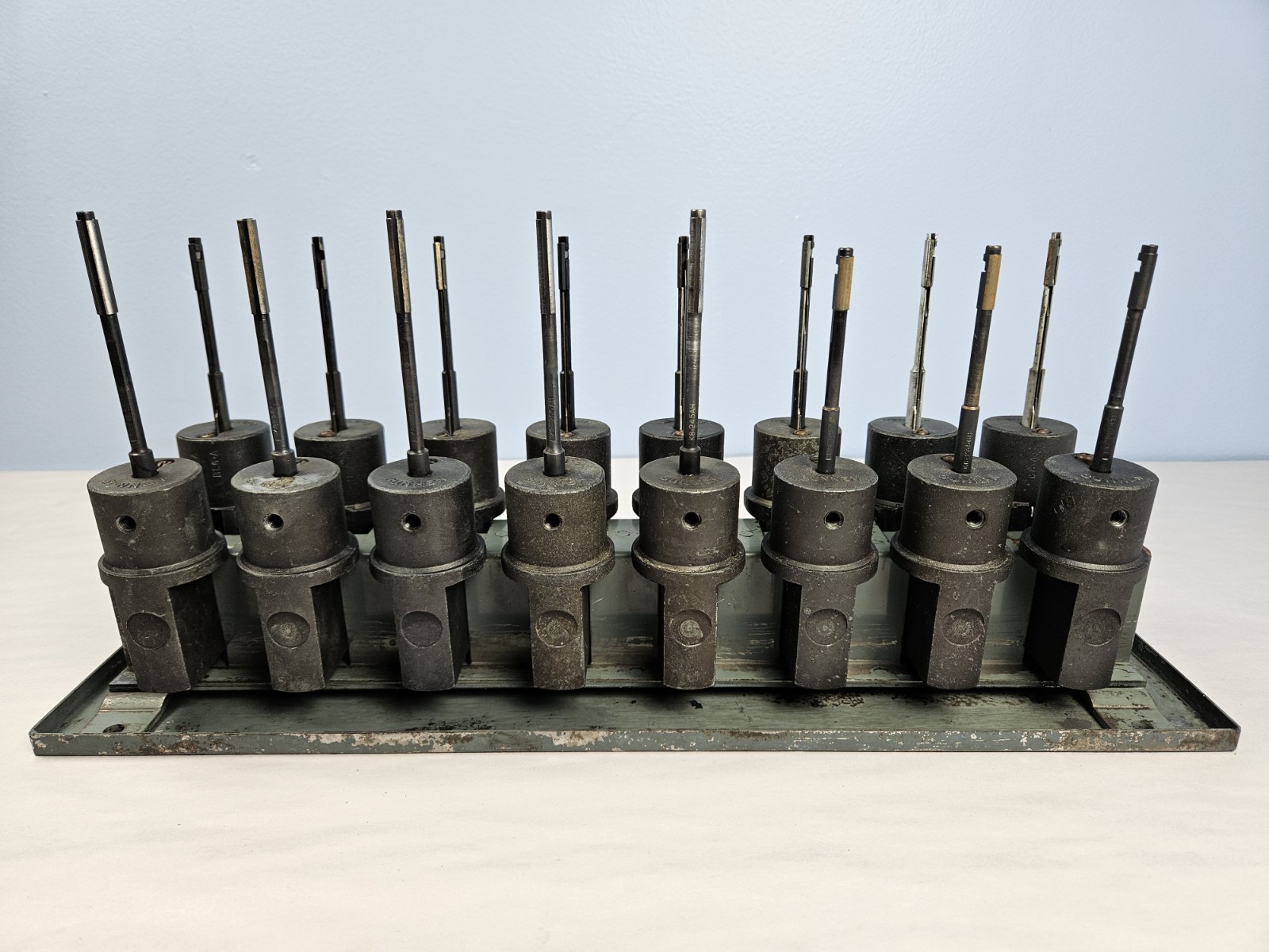 Sunnen Honing Mandrel Adapter Rack Set Assortment Lot of 16 Untested for Parts