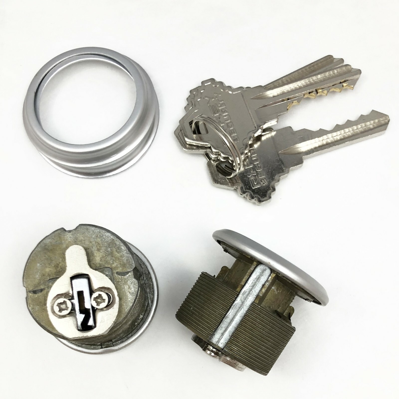 2 Mortise Lock Cylinders 1″ for Store Front Door Adams Rite Brass with 3 Keys