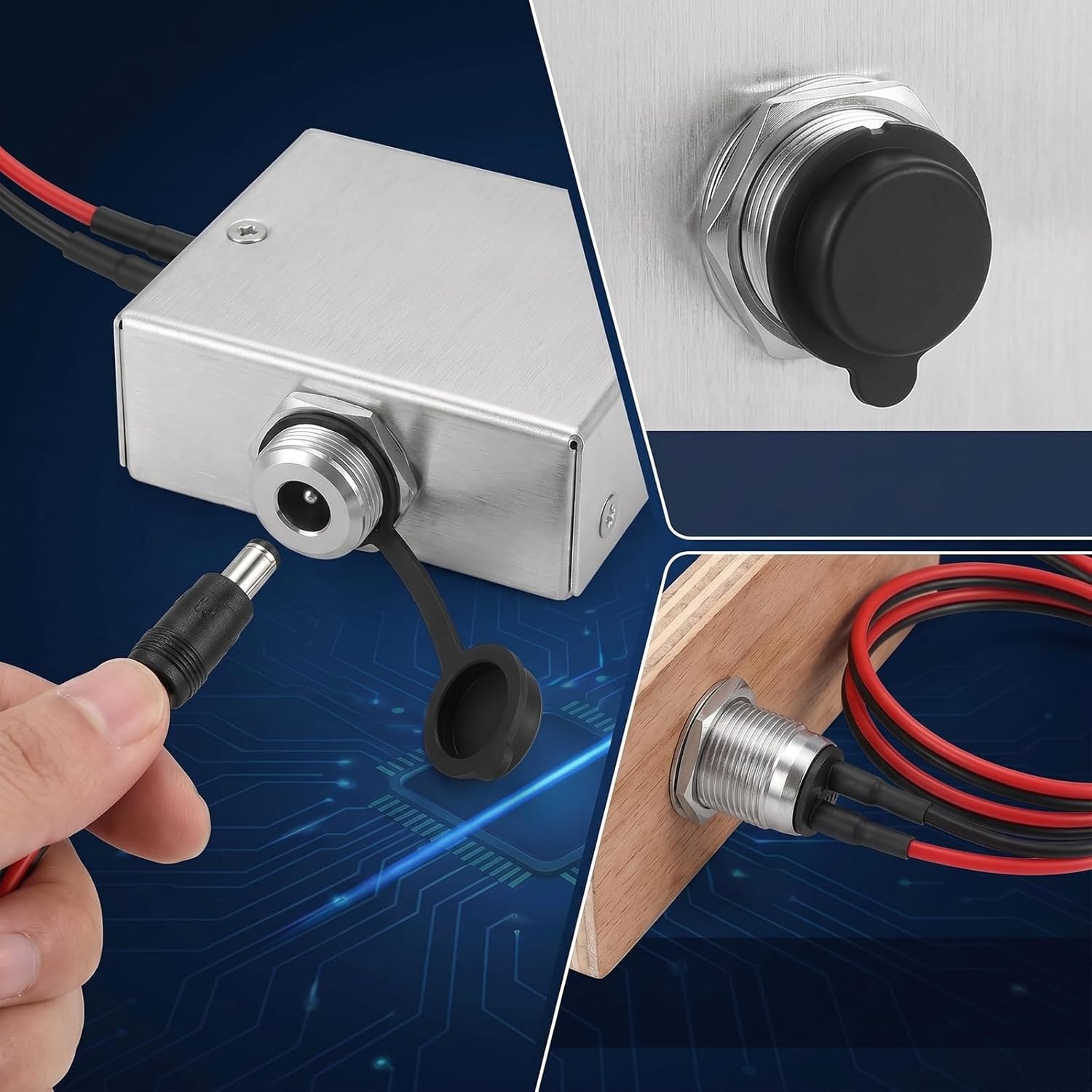 DC Power Jack Female Panel Mount Connector 5PCS 5.5×2.1mm Waterproof Cap