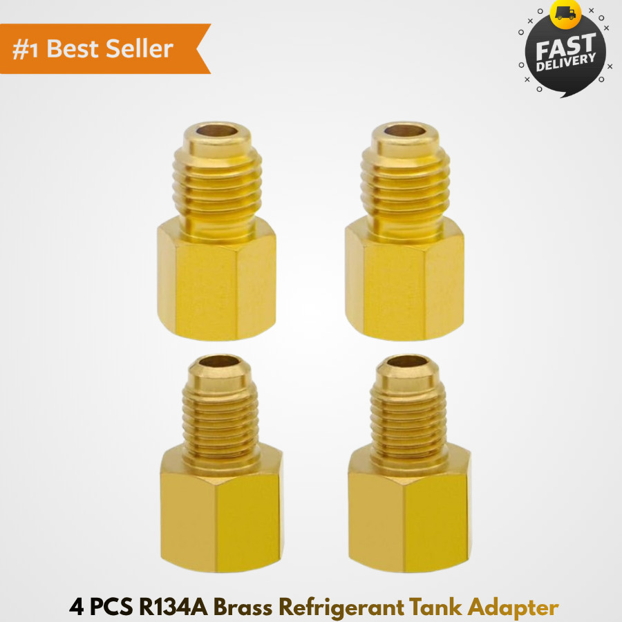 4 PCS R134A Brass Refrigerant Tank Adapter to R12 Fitting Adapter Vacuum Pump…