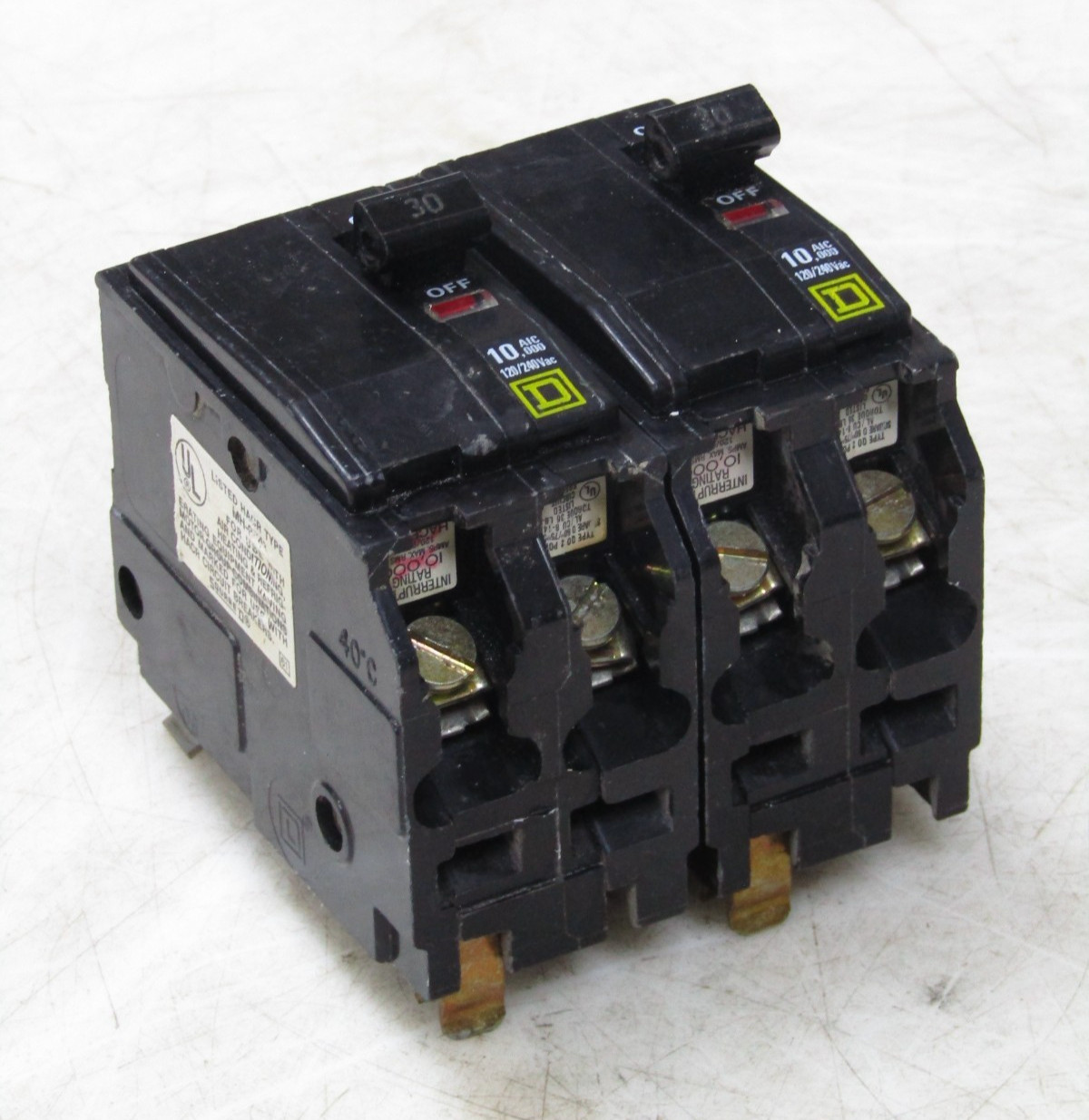 🙌 2) SQUARE D 30 AMP CIRCUIT BREAKER 120/240 VAC 2 POLE QO230 LOT OF 2