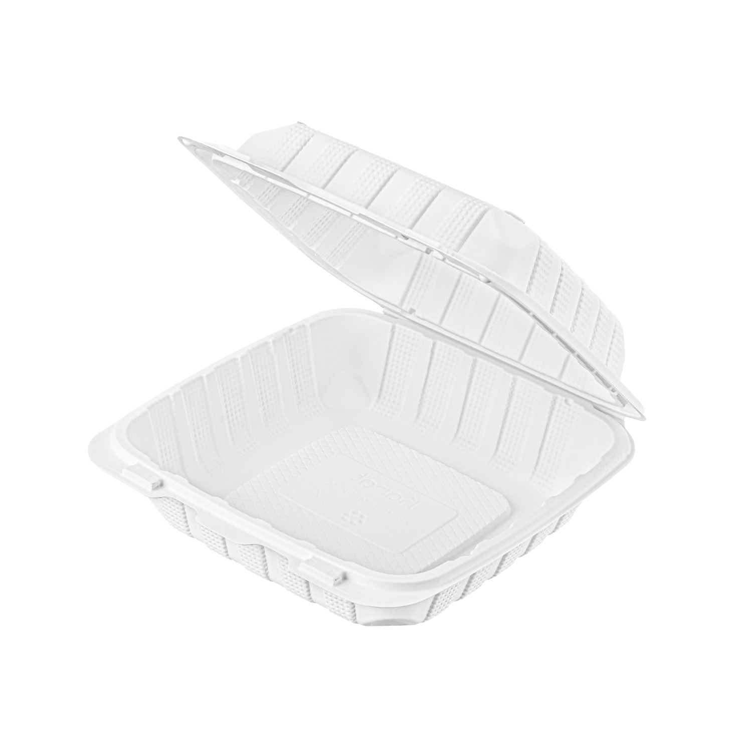 Karat Earth 8″ x 8″ Mineral Filled PP Hinged Container, 1 compartment – White