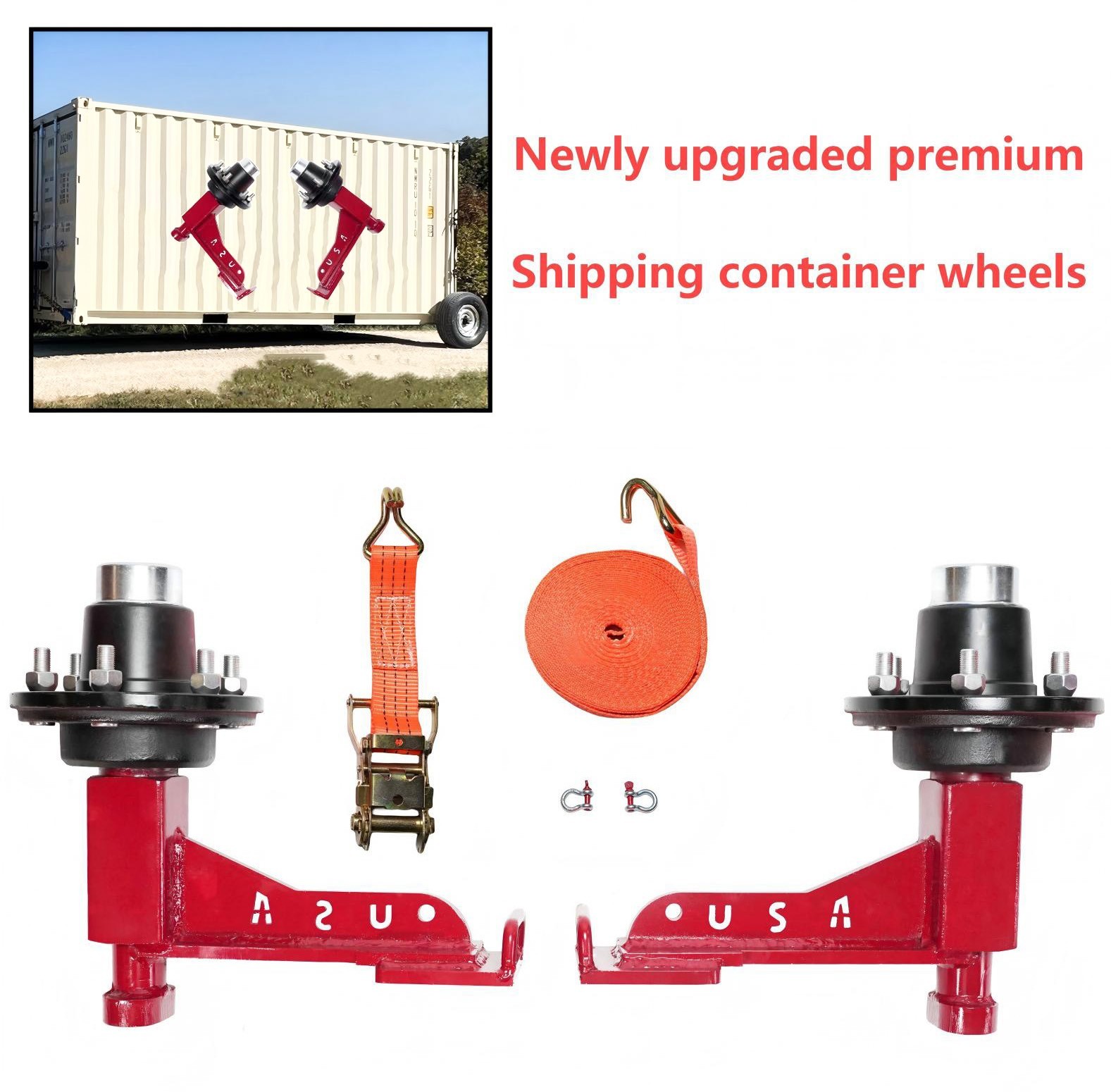2-Pack 15000lbs Shipping Container Wheels，6×5.5 Lug，Heavy-Duty Container Axles