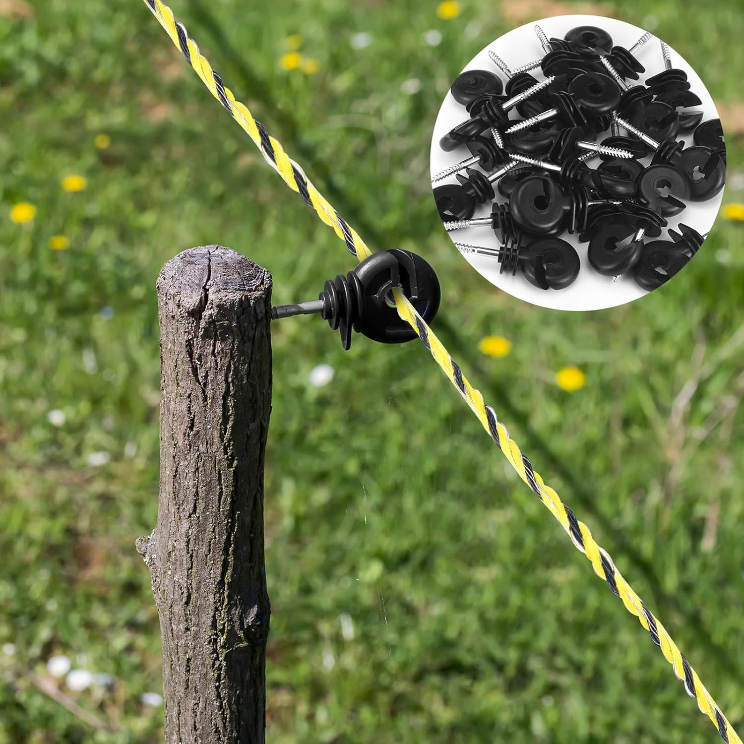 Kanayu 52 Pcs Electric Fence Kit Include 3366 Ft Poly Wire 25 Black Fence Ring I