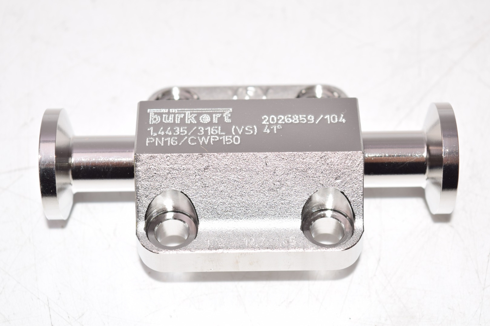 NEW Burkert 2026859/104 1.4435/316L (VS) 41 DEG PN16/CWP150 Stainless Steel Valv