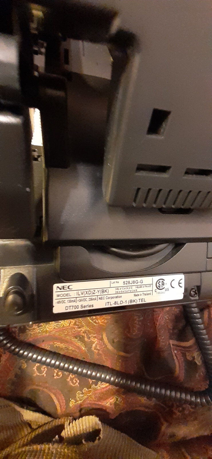 Office Phone, NEC, ILV(XD)Z-Y(BK) W/ Base, LO(GBA) Z, GBA-L Unit, Wires, PoE.