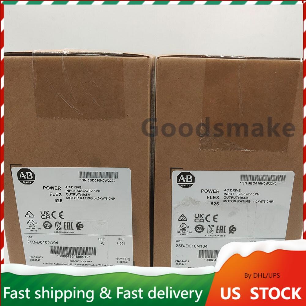 2022 New Factory Sealed AB 25B-D010N104 PowerFlex 525 4kW 5Hp AC Drive GOO