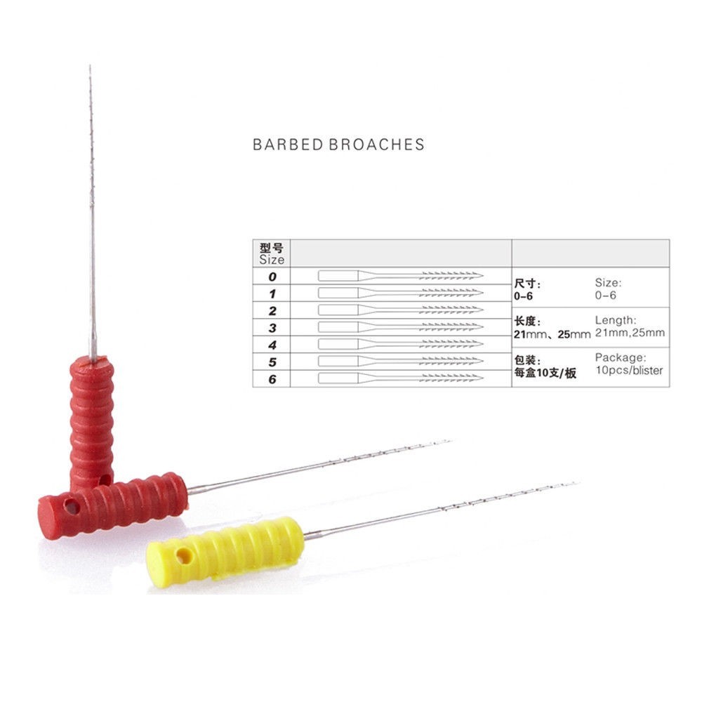 Dental Nerve Broach Barbed Broaches Endodontic Needles Root Canal Files 21/25mm