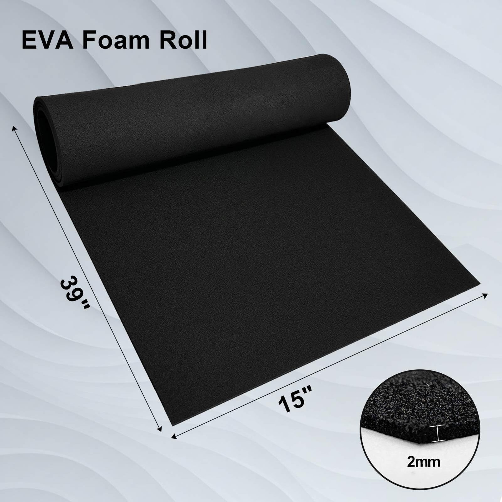 biguphate EVA Foam Roll – 2mm Black Ultra High Density Craft Foam (86 kg/m³
