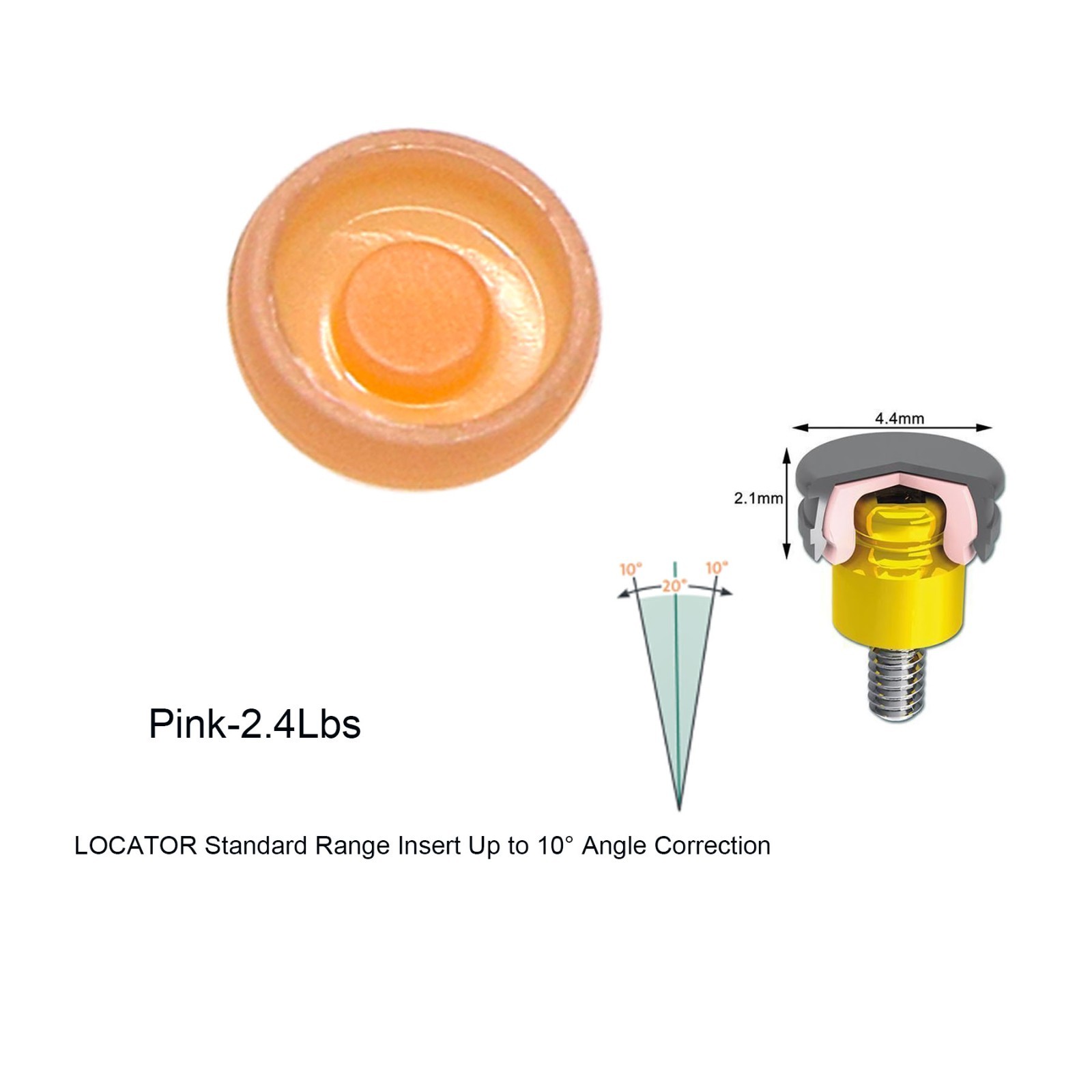 US Dental fit ZEST locator Male Cap Inserts Standard Angle Range 20°-1.2/2.4lbs