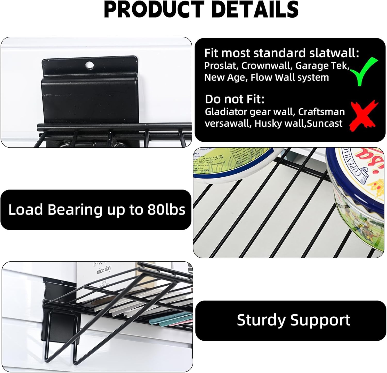 Heavy Duty Slatwall Wire Shelf 24″ Garage Storage Slatwall 2 Pack