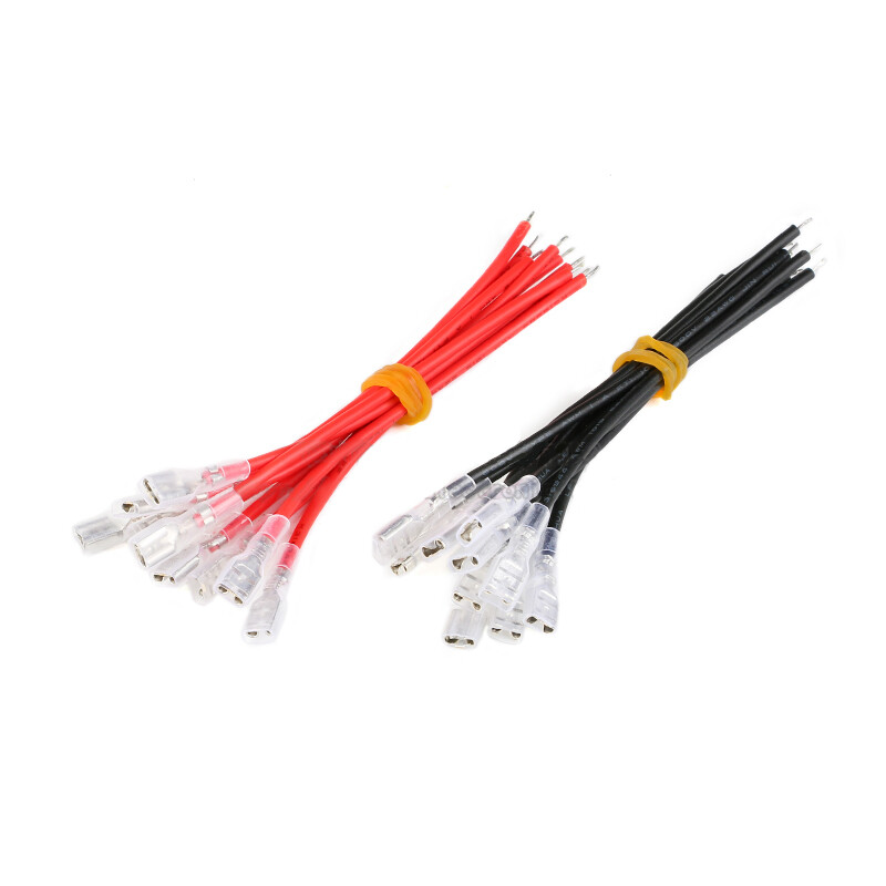 4.8mm 6.3mm Terminals Wiring Connectors Black Red 10 or 20cm Single Head + Cover