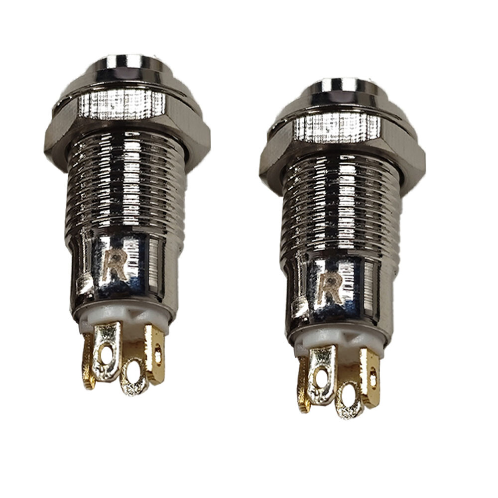 2x 8mm Small Metal Push Button Switch 4-Pin LED Latching/Self Locking Waterproof