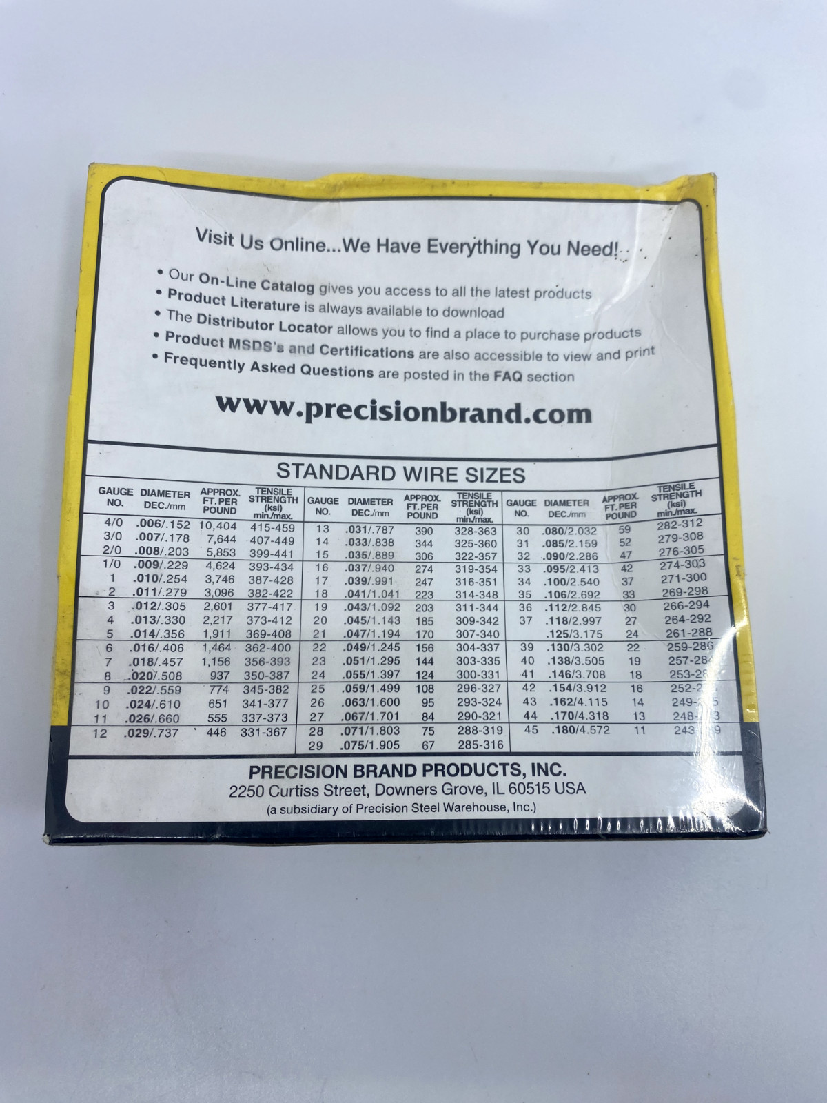 Precision Brand Music Wire 21233, 0.033 Diameter, 1/4 lbs
