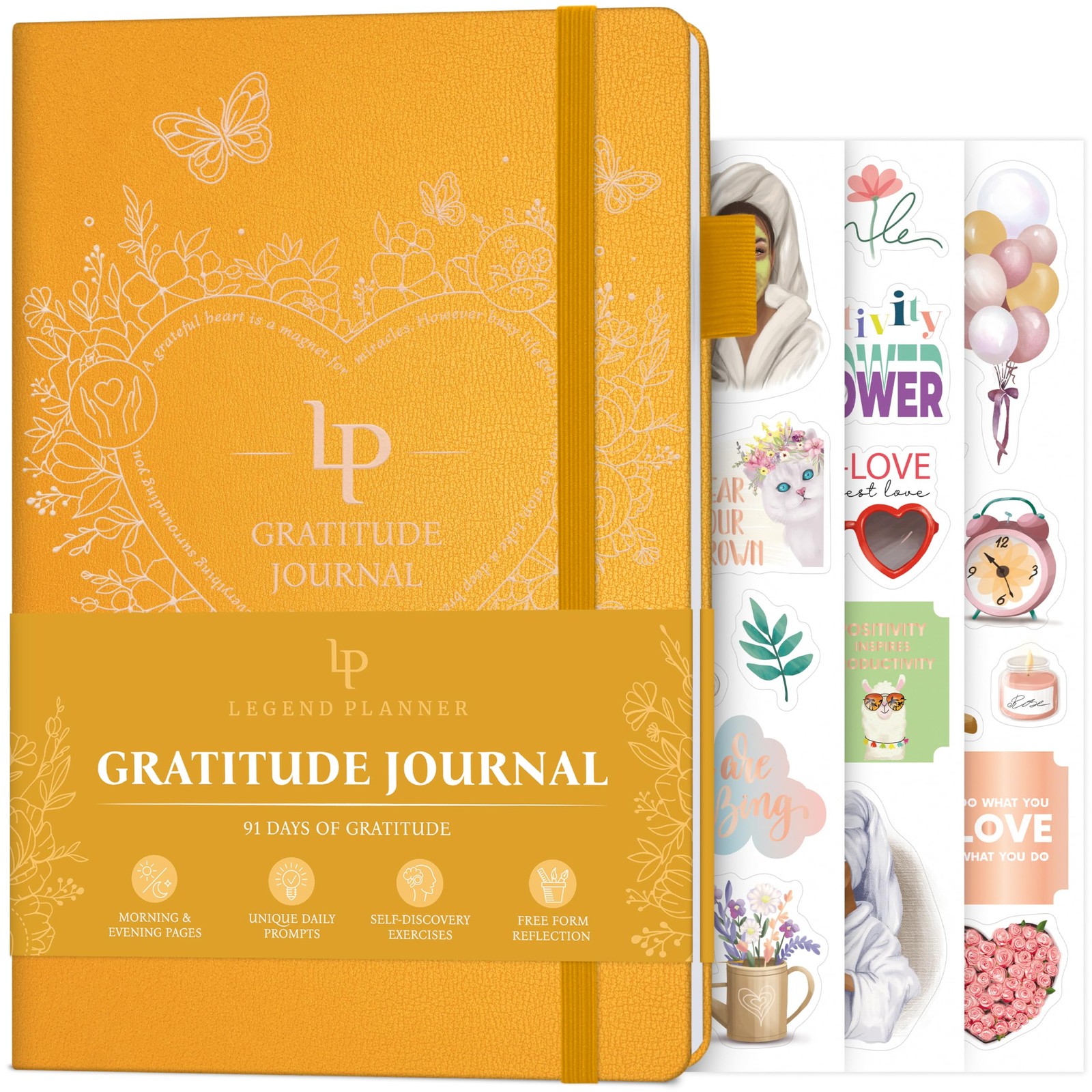 Legend Gratitude Journal – Daily A5 (5.8» x 8.3»), Amber Yellow Gold Foil