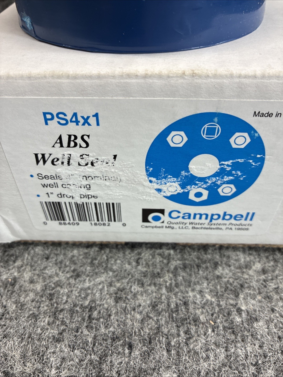 Campbell ABS Well Seal PS4X1 Seals 4″ Well Casing 1″ Drop Pipe NEW OPEN BOX