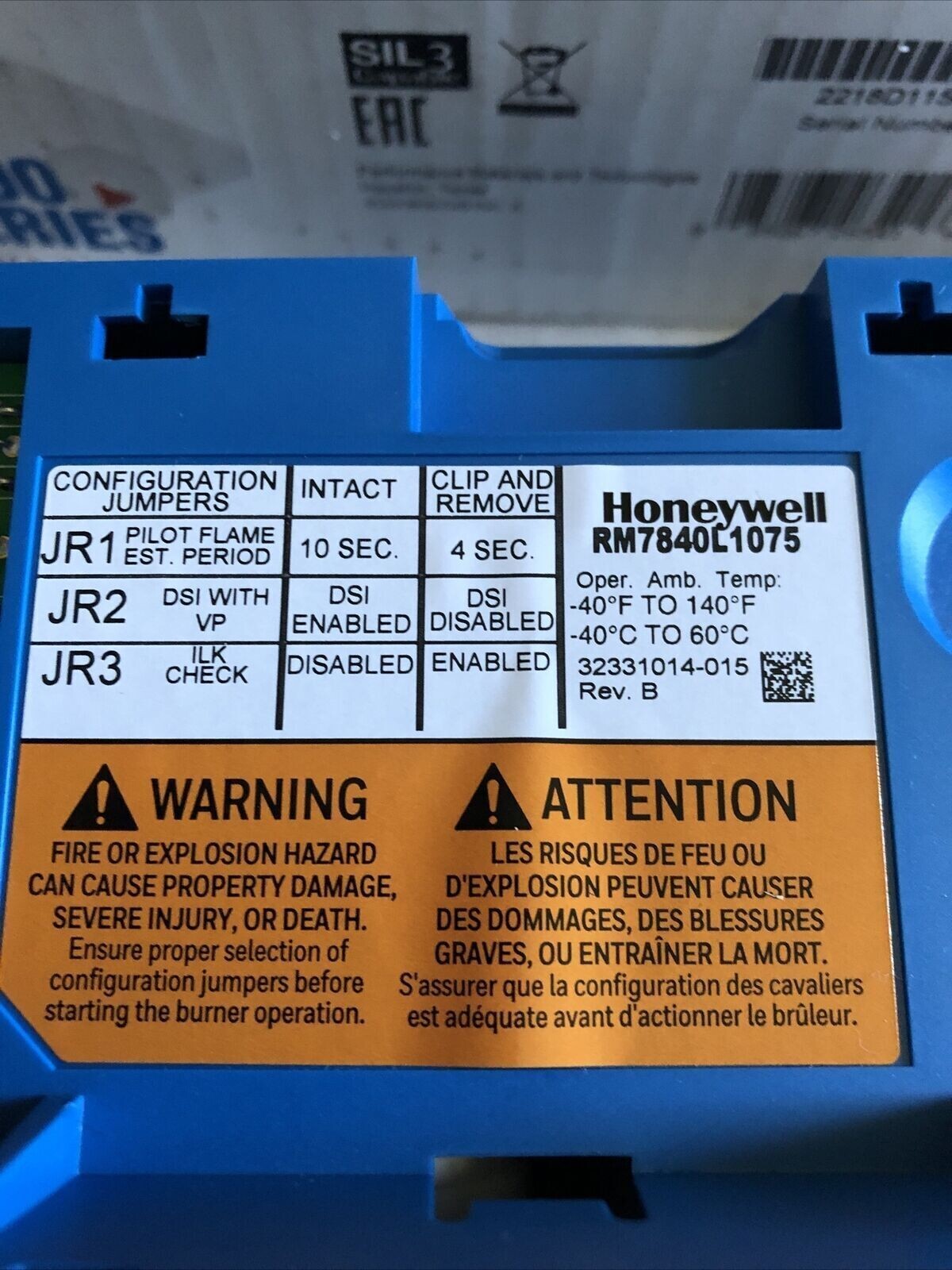 1 year warranty DHL New Honeywell RM7840L 1075 burner control RM7840L1075